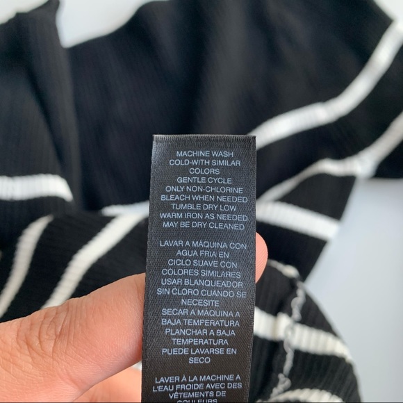 WHBM Ruffle Sleeve Striped Sweater Black White XS - Picture 6 of 6